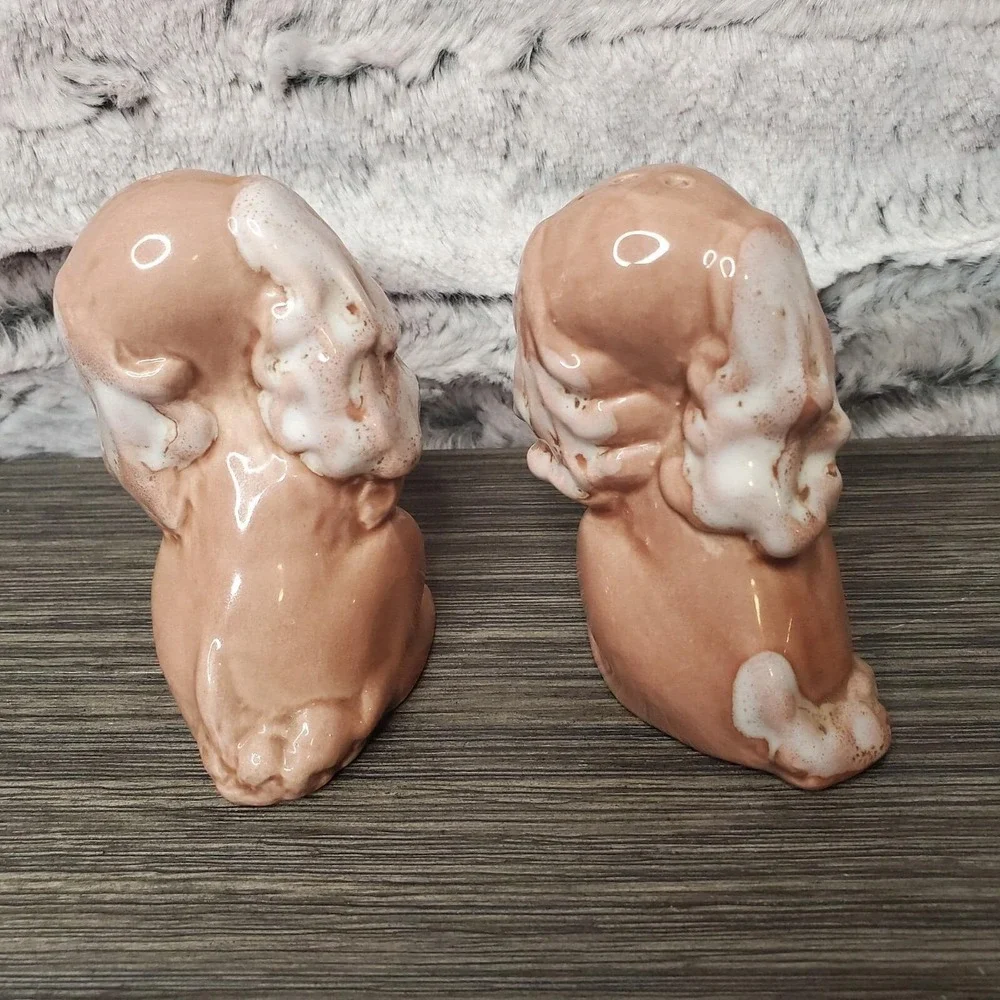Vintage Anamorphic Cocker Spaniel Puppy Dog Salt & Pepper Shaker Set - NO‎ PLUGS